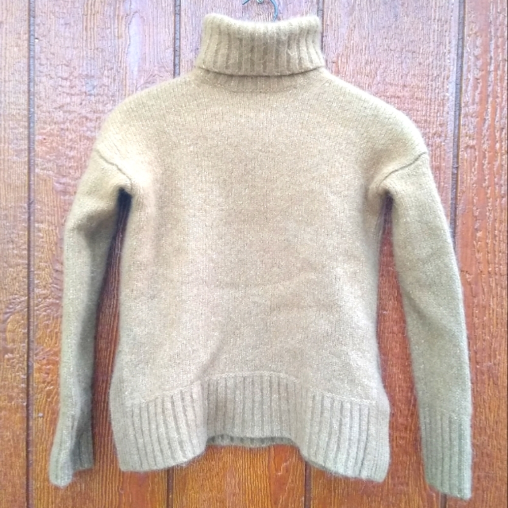 Everlane Kids Wool Thick Brown Tan Turtleneck Long Sleeve Winter Fall Sweater